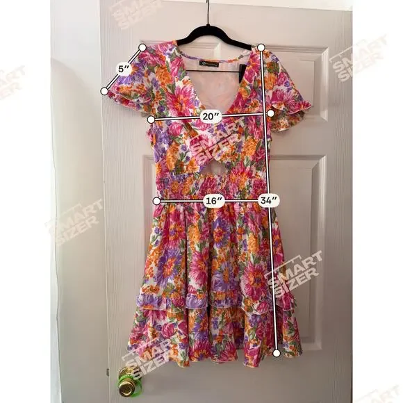 Pink Floral Pretty Garden Dress Size Medium - Picture 3 of 7